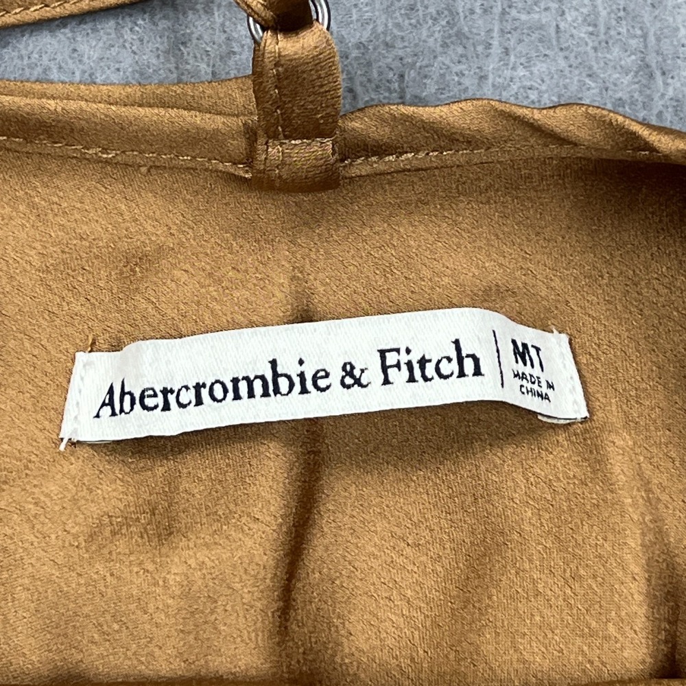 Abercrombie & Fitch Satin Dress‎ Women's MT Gold Plunge V-Neck Long Slip T-Strap - Picture 2 of 13